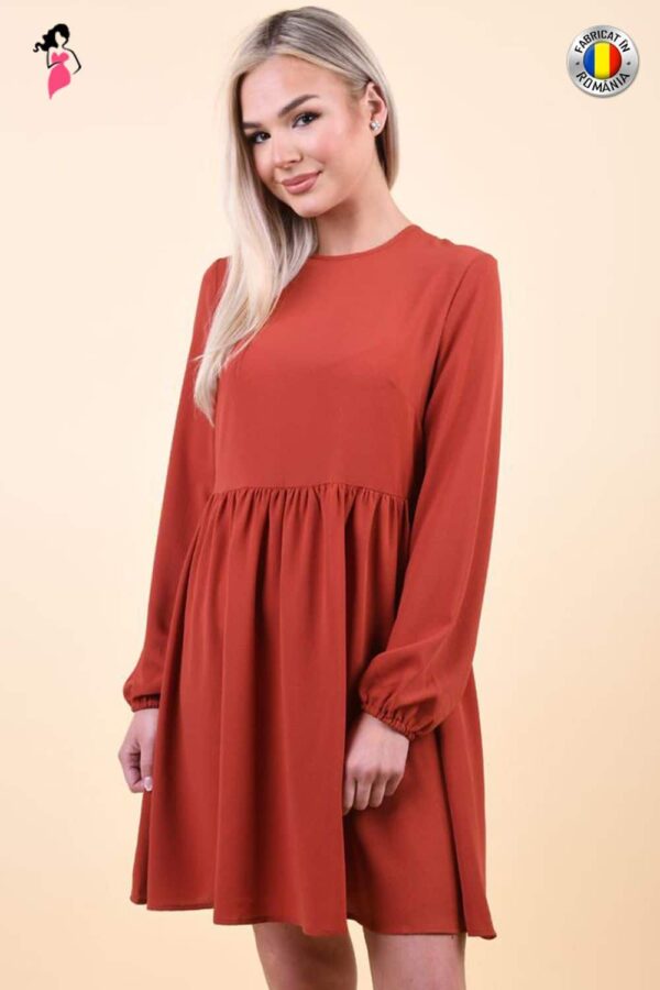 Rochie de zi caramizie din vascoza