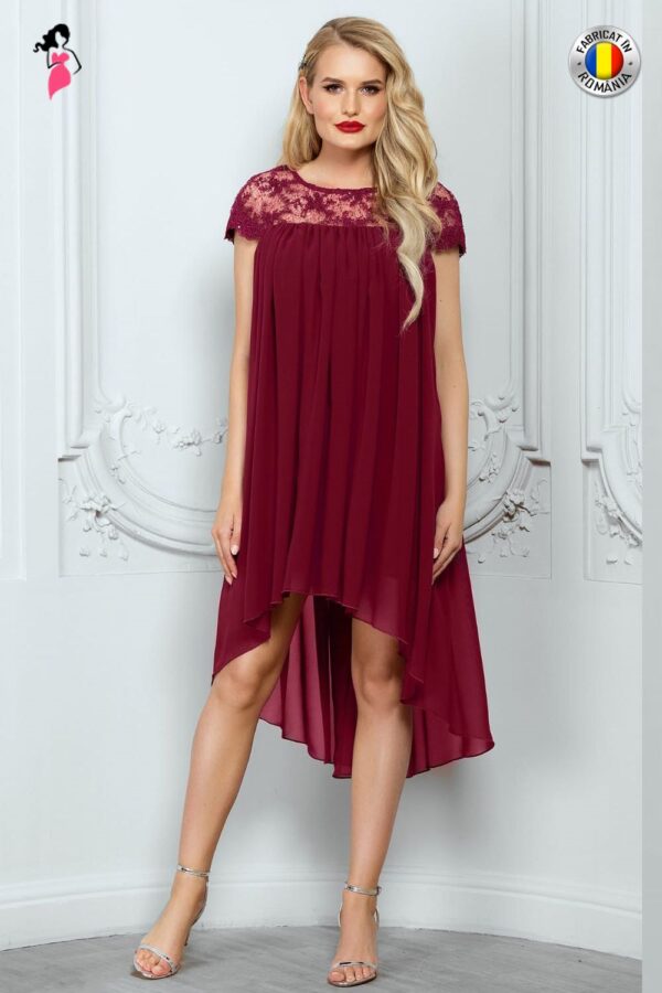 Rochie Pretty Girl de ocazie asimetrica din voal