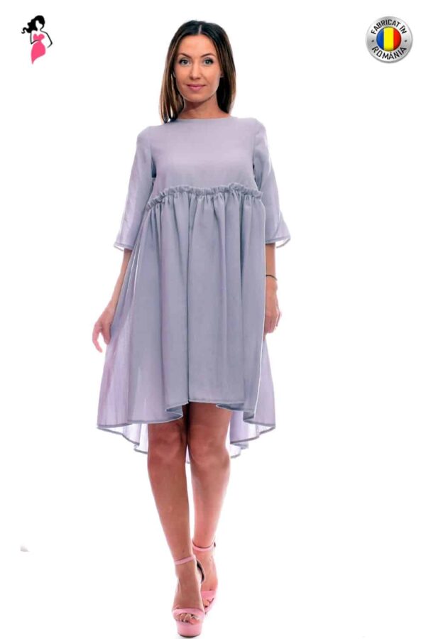 Rochie de zi gri cu croiala lejera