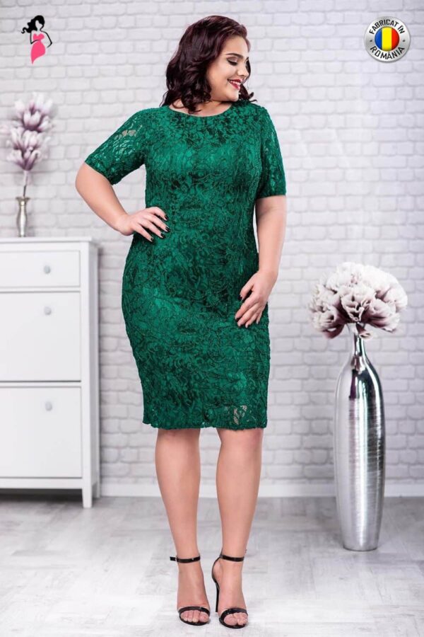 Rochie eleganta verde din broderie
