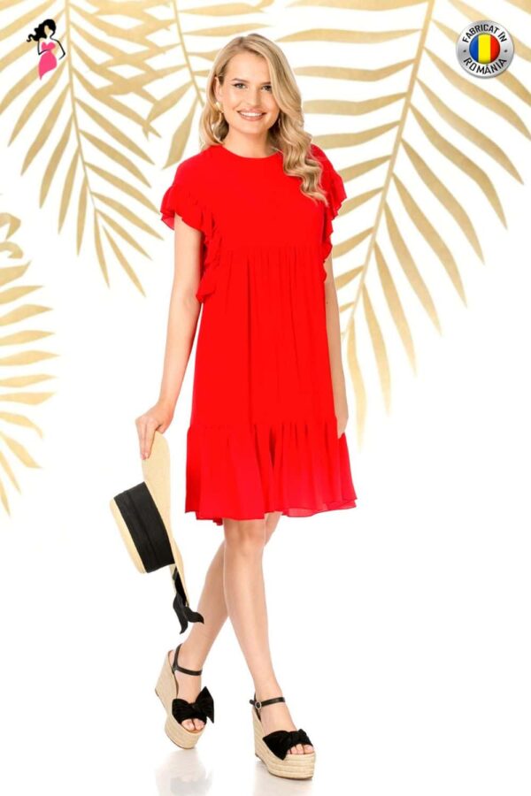 Rochie Pretty Girl cu croiala lejera si volane