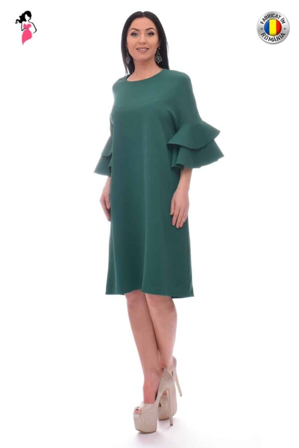 Rochie de zi dreapta vaporoasa de culoarea verde