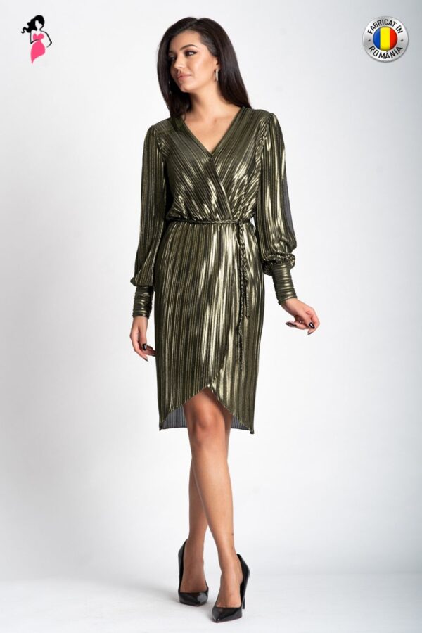 Rochie Xara de ocazie din jerse plisat