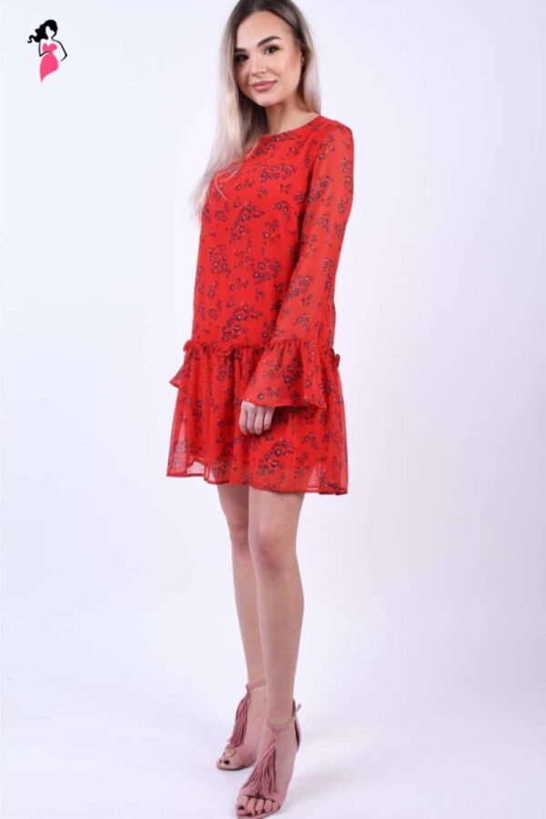 Rochie de zi din voal cu imprimeu floral