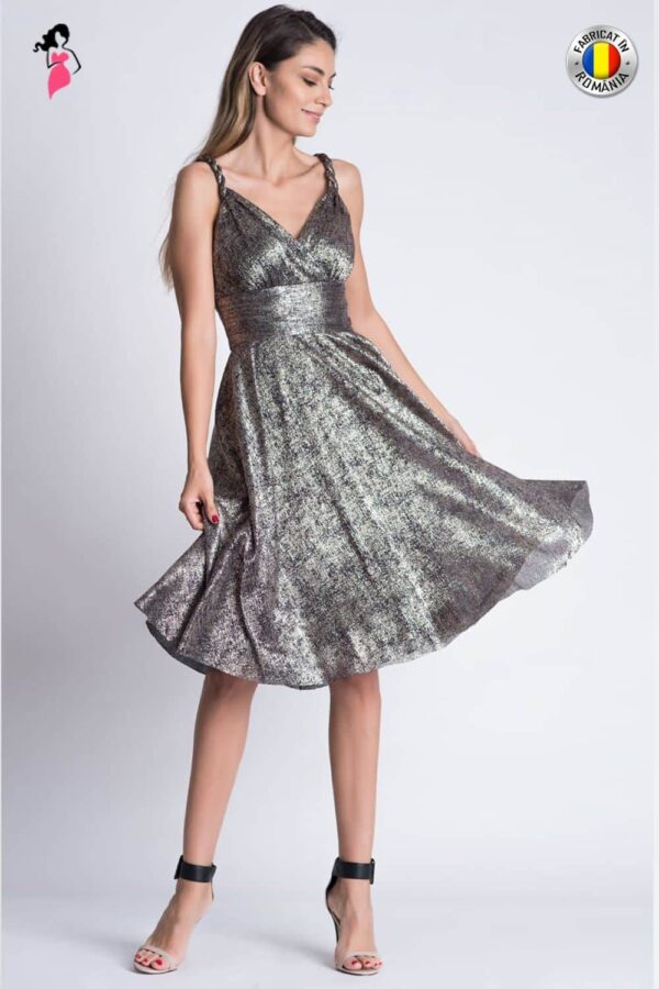 Rochie Xara de seara din material vaporos cu decolteu petrecu