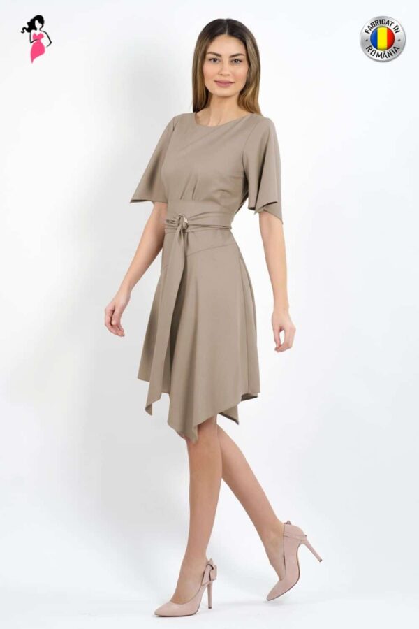 Rochie Xara casual gri asimetrica