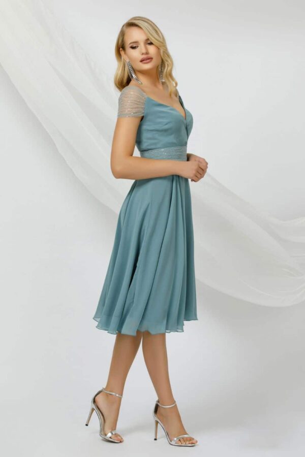 Rochie de ocazie din voal cu dantela si paiete