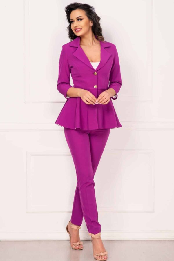 Compleu dama magenta elegant InPuff cu peplum
