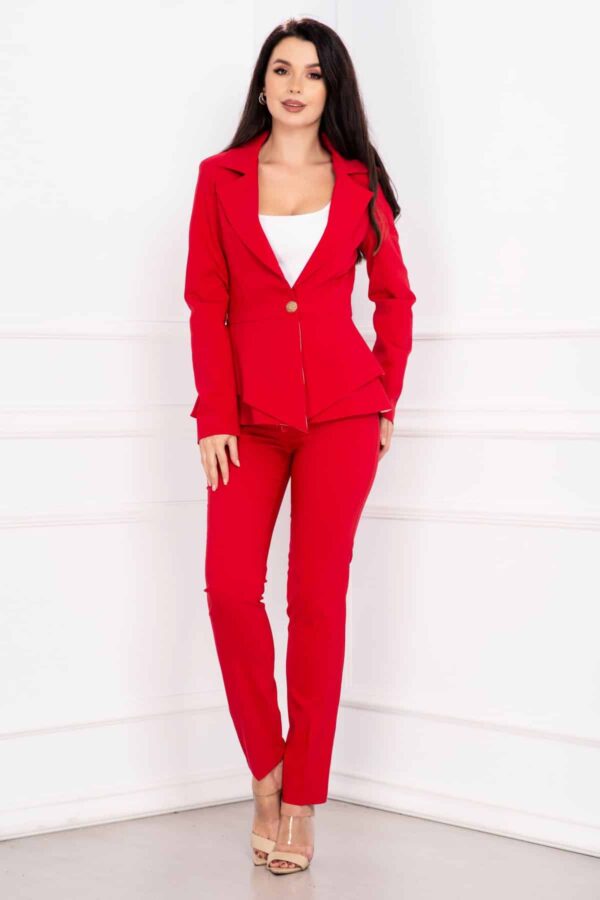 Compleu elegant InPuff din doua piese rosu cu peplum