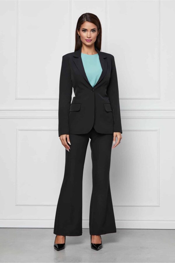 Compleu Ella Collection Lucy negru cu pantaloni evazati