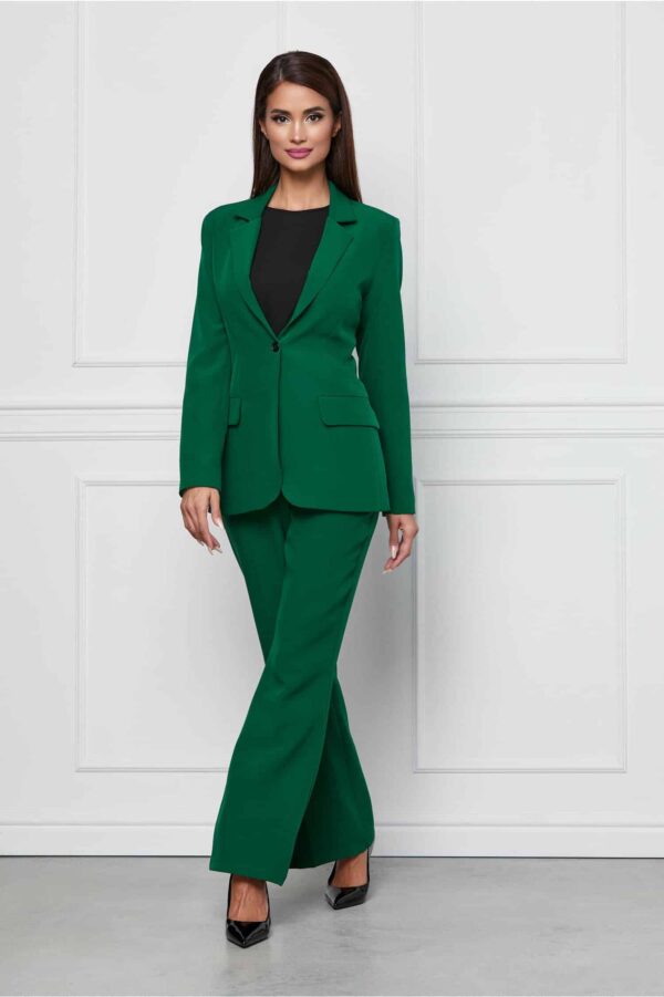 Compleu Ella Collection Lucy verde cu pantaloni evazati