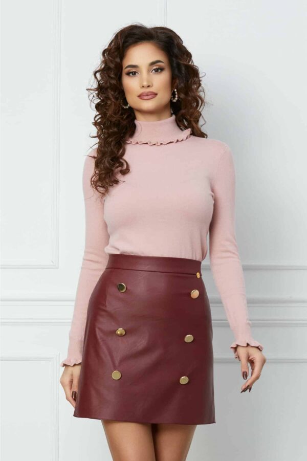 Fusta Dy Fashion bordo scurta din piele ecologica