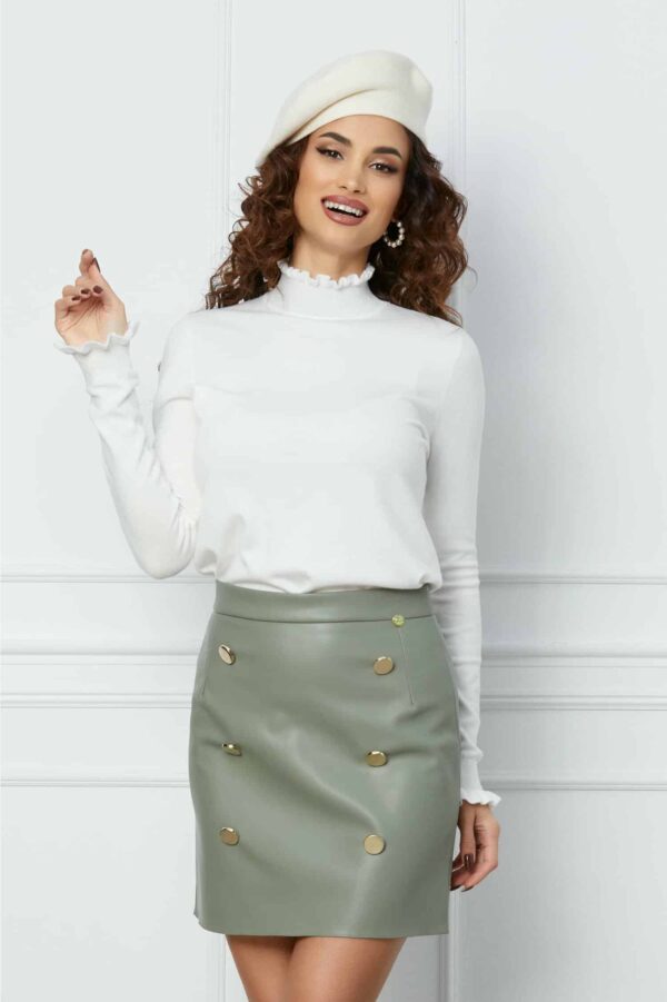 Fusta Dy Fashion kaki scurta din piele ecologica