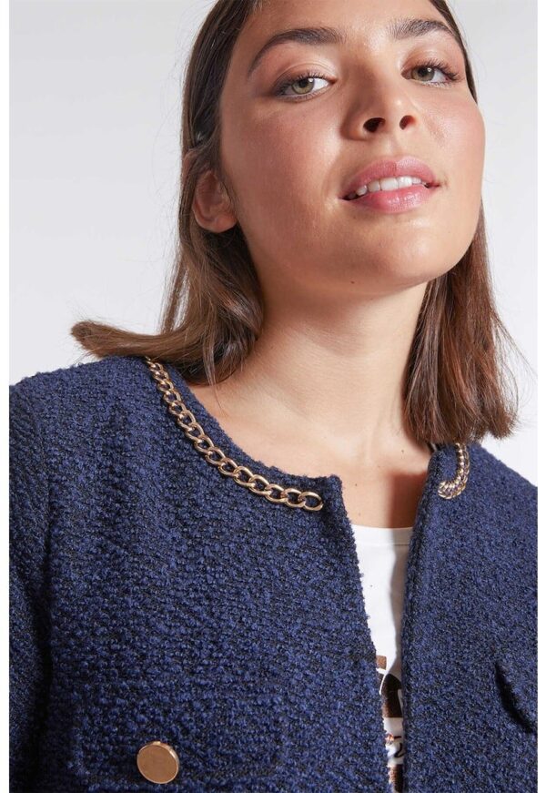 Sacou fara inchidere cu detaliu lant pe decolteu