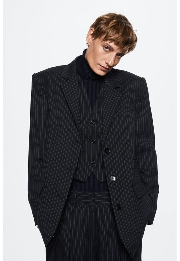 Sacou din amestec de lana cu dungi Newada