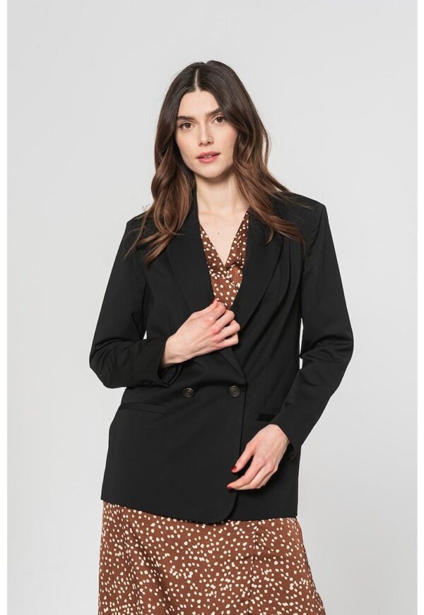 Sacou din amestec de modal cu revere decupate