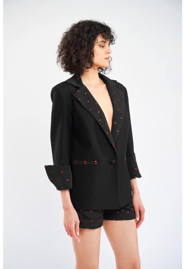 Sacou din amestec de lana cu buline