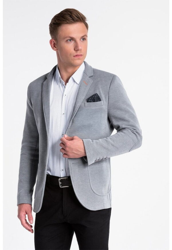 Sacou casual cu revere decupate