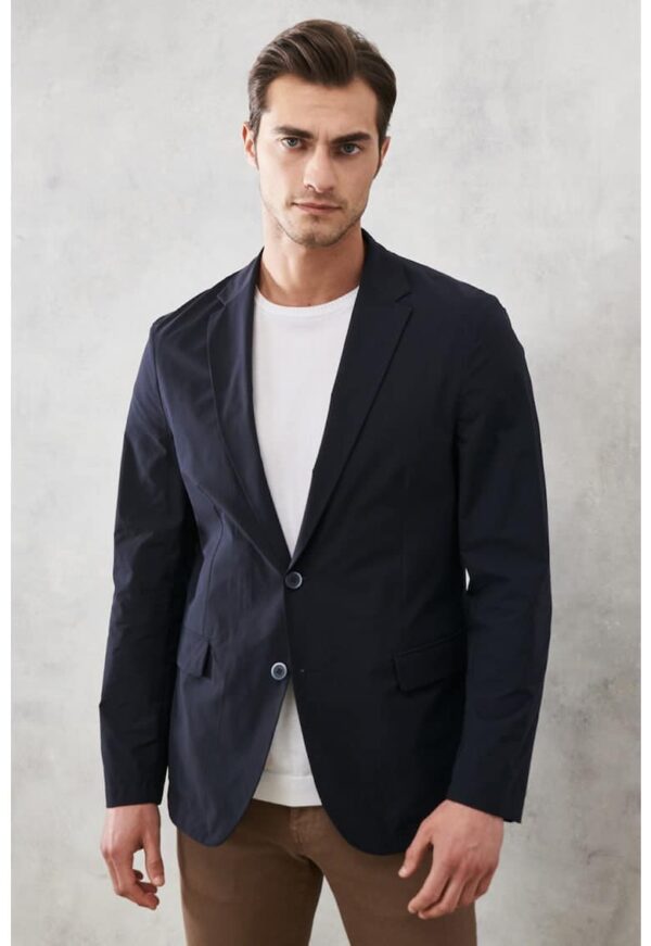 Sacou slim fit cu revere decupate