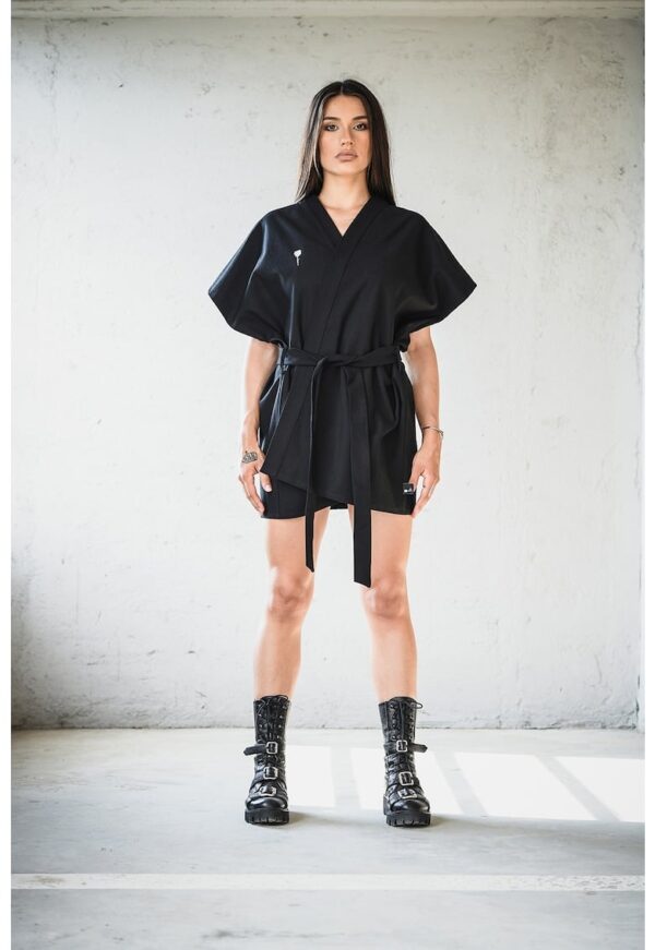 Sacou tip chimono unisex cu cordon in talie