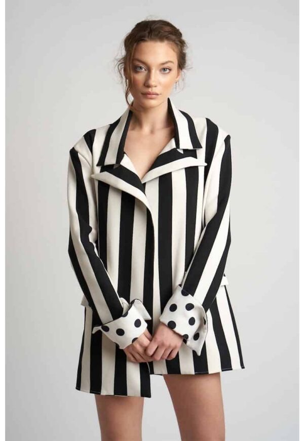 Sacou supradimensionat cu model in dungi