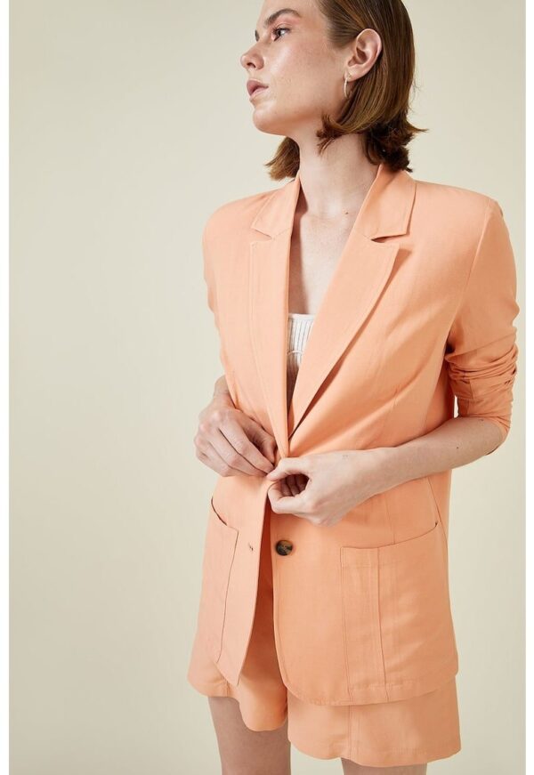 Sacou din amestec de in cu buzunare