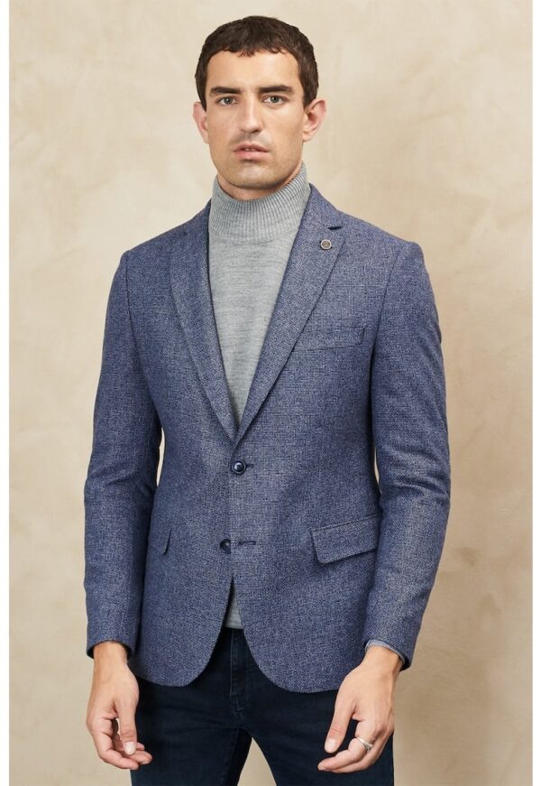 Sacou slim fit cu revere decupate