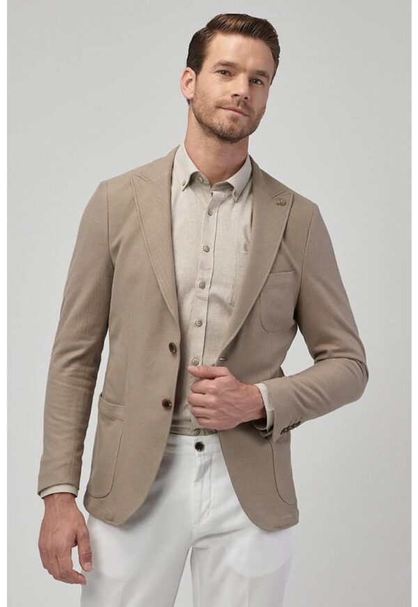 Sacou slim fit cu buzunare aplicate