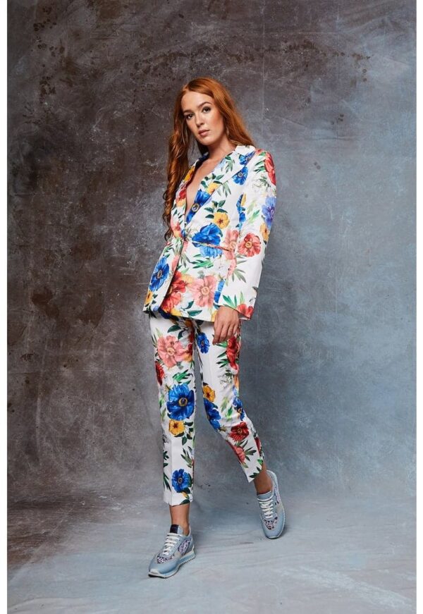 Sacou cu design floral si un nasture Deane