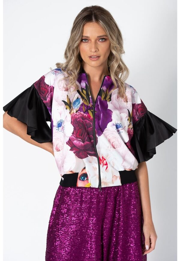 Sacou cu fermoar si imprimeuri diverse