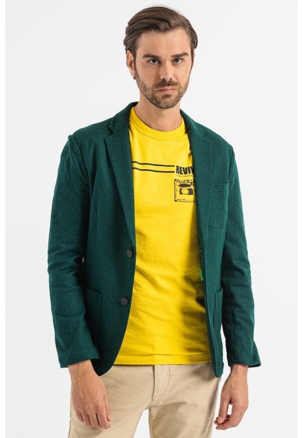 Sacou casual din amestec de lana cu buzunare aplicate