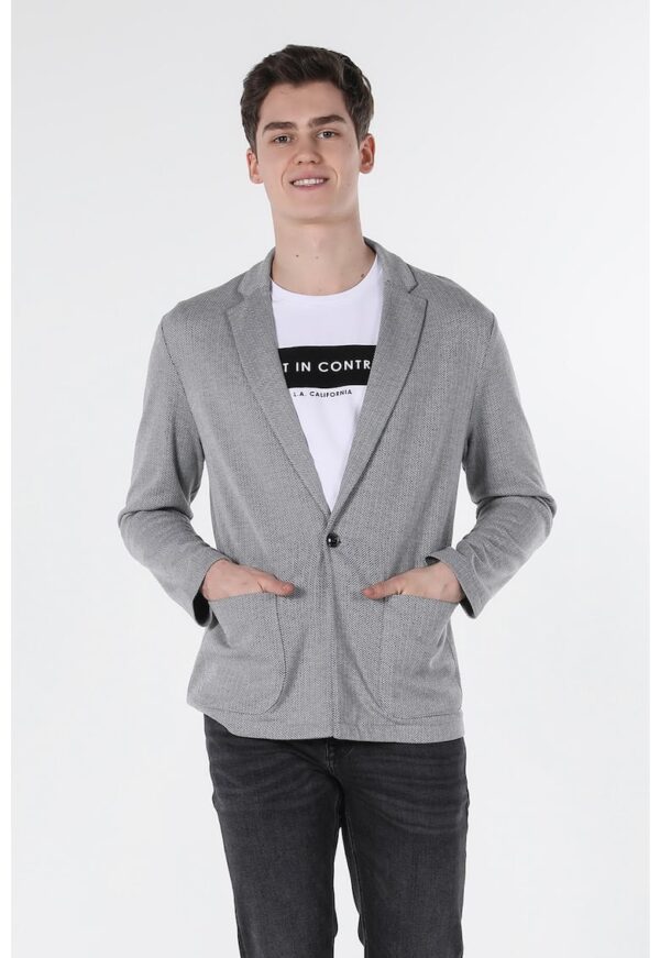 Sacou casual slim fit cu model herringbone