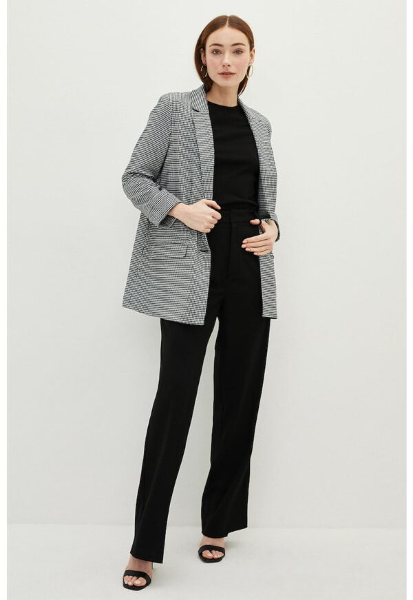 Sacou cu imprimeu houndstooth cu revere decupate