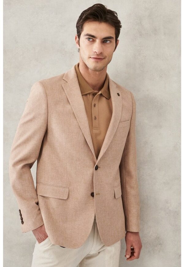 Sacou slim fit cu buzunar pe piept