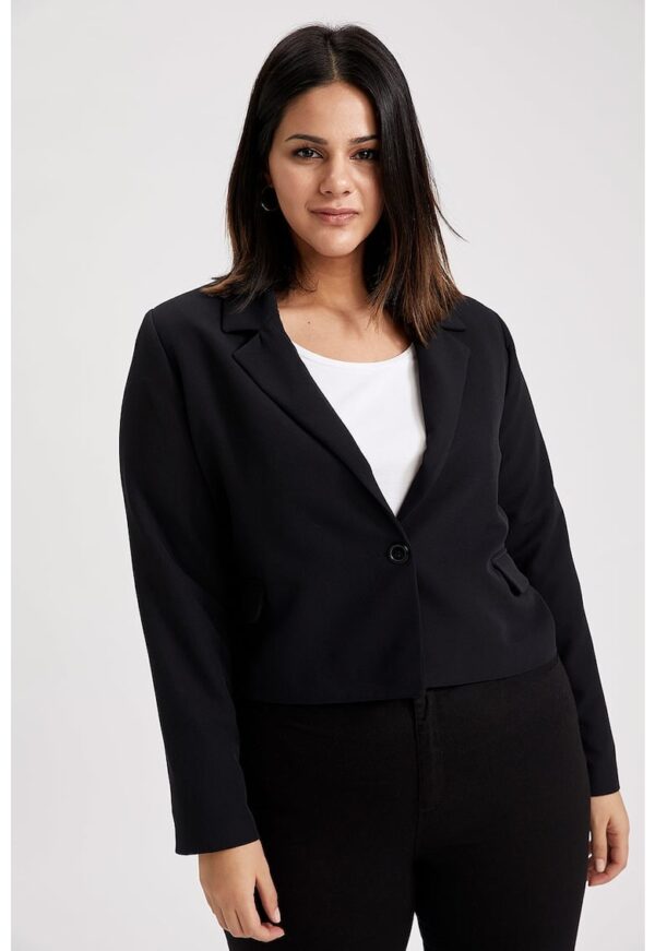 Sacou crop cu revere decupate