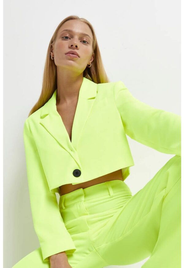 Sacou crop cu revere decupate