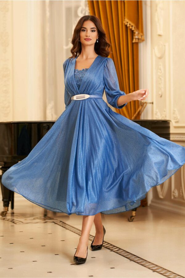 Rochie Camelia roz din neopren cu bilute