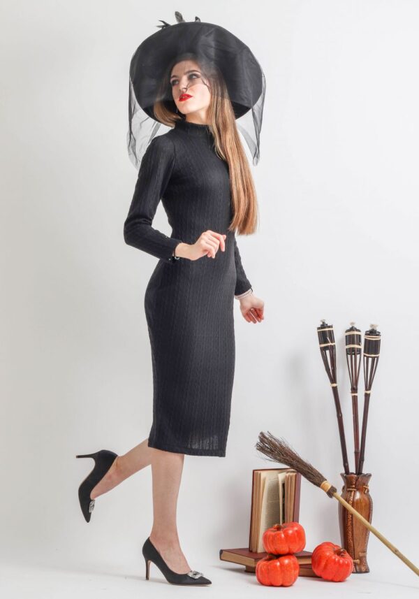 Rochie midi din tricot cu model impletit