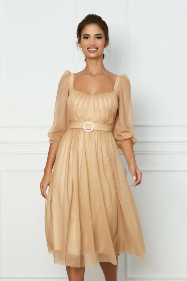 Rochie Ella Collection roz cu paiete la decolteu si talie