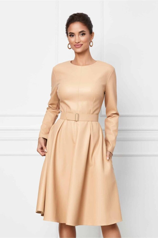 Rochie Dy Fashion neagra din piele ecologica in croi conic