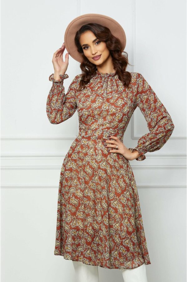 Rochie Dy Fashion albastra pe un umar cu accesoriu in talie