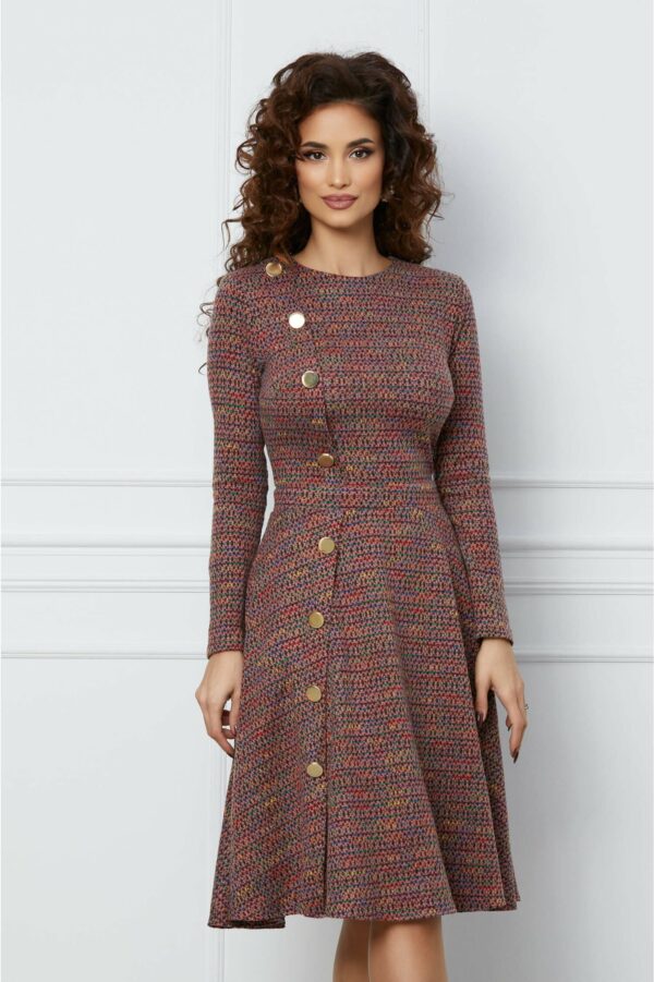 Rochie Dy Fashion mov cu imprimeu floral in talie