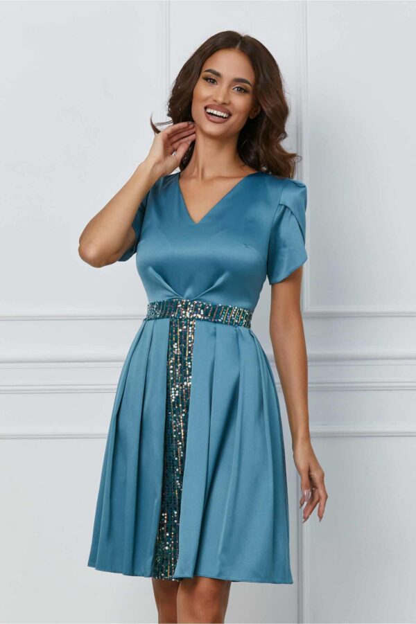 Rochie Dy Fashion neagra cu accesoriu in talie