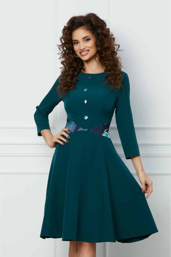 Rochie Dy Fashion neagra cu imprimeu floral in talie