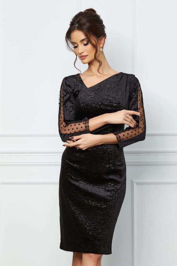 Rochie Nadia verde cu volan din voal imprimat la baza