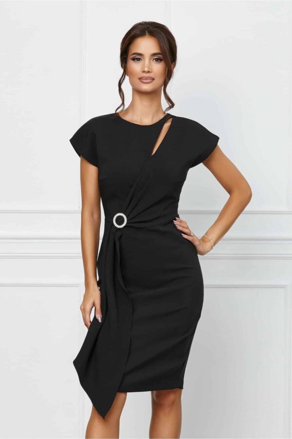 Rochie Moze verde satinata cu paiete pe o parte