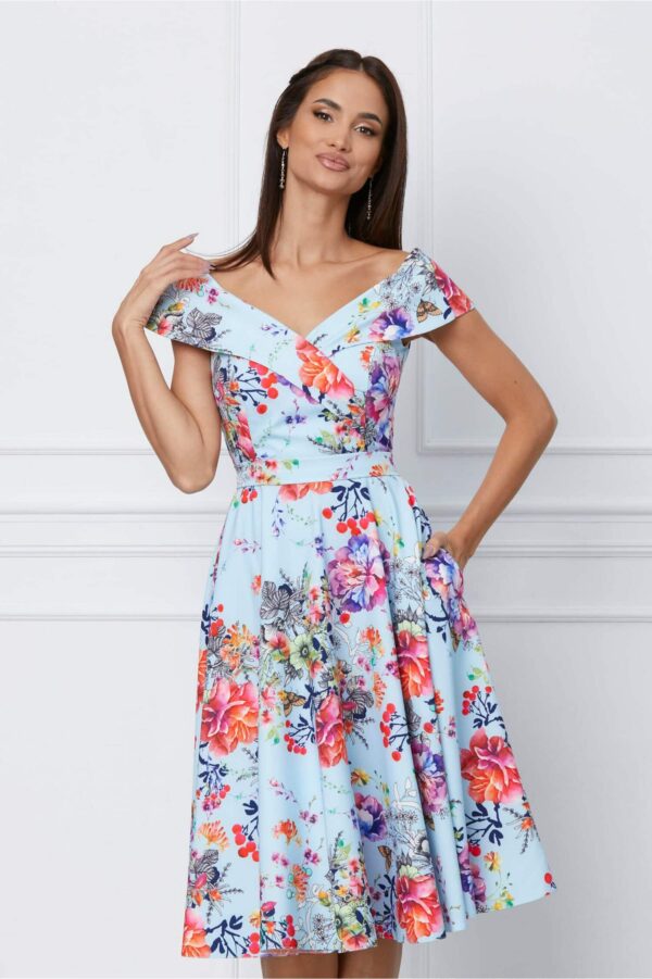 Rochie MBG lila cu volanase pe bust