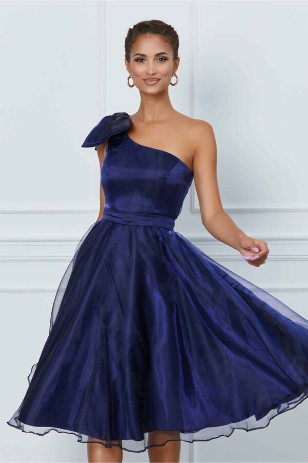 Rochie Luana fucsia cu buline negre