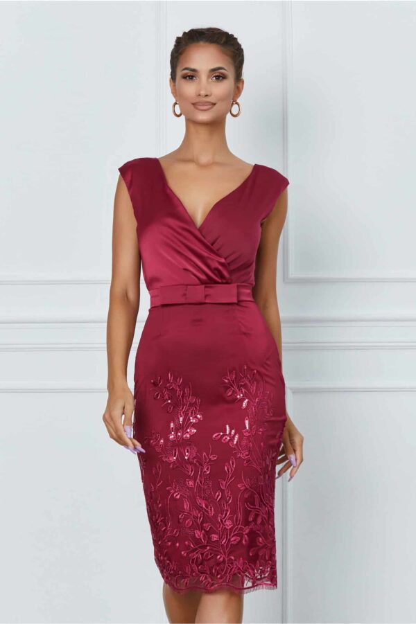 Rochie MBG verde cu broderie la baza