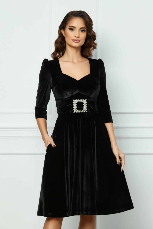 Rochie MBG bordo cu funda si catarama maxi in talie